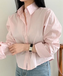 [BELLIDE MADE] コットンスムージーセミクロップシャツ