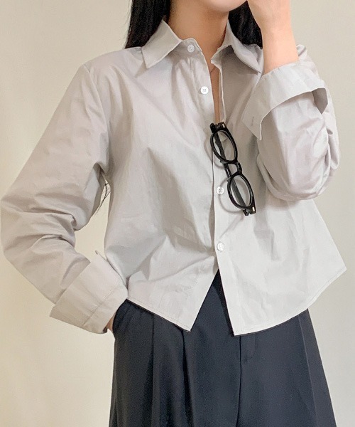 BEIDELLI（ベイデリー）の「[BELLIDE MADE] コットンスムージーセミクロップシャツ（シャツ/ブラウス・レディース・ピンク/グレー・FREE）」の14枚目の写真