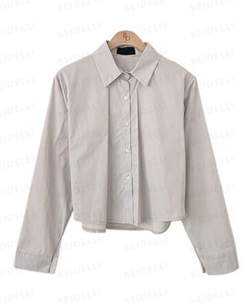 BEIDELLI（ベイデリー）の「[BELLIDE MADE] コットンスムージーセミクロップシャツ（シャツ/ブラウス・レディース・ピンク/グレー・FREE）」の11枚目の写真