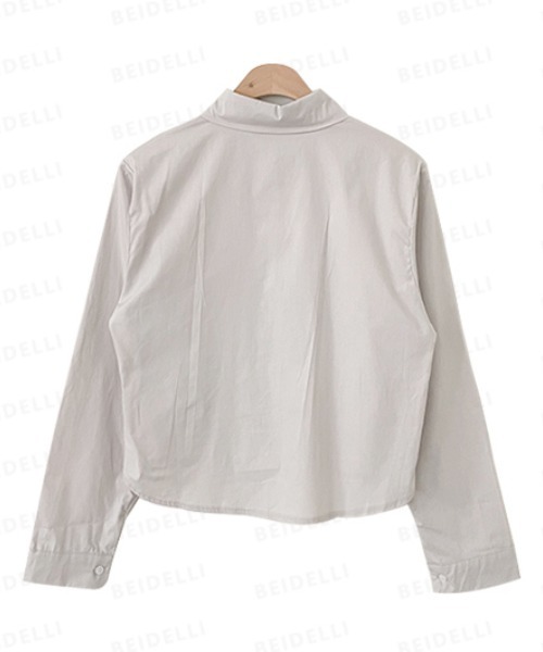 BEIDELLI（ベイデリー）の「[BELLIDE MADE] コットンスムージーセミクロップシャツ（シャツ/ブラウス・レディース・ピンク/グレー・FREE）」の4枚目の写真