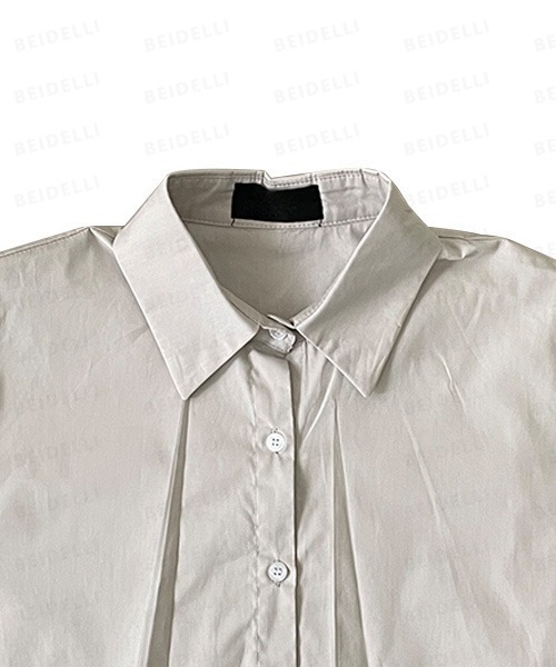 BEIDELLI（ベイデリー）の「[BELLIDE MADE] コットンスムージーセミクロップシャツ（シャツ/ブラウス・レディース・ピンク/グレー・FREE）」の13枚目の写真