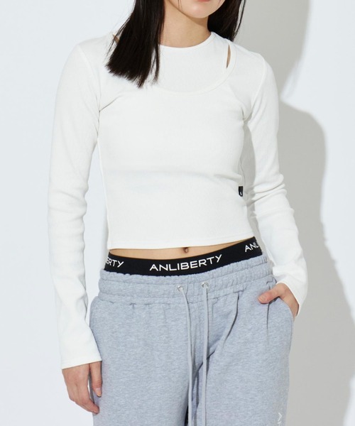ANLIBERTY ANAP(アンリバティアナップ)の「イヤード風デザインリブプルオーバー(Tシャツ/カットソー・レディース・グレー/ブラック/ホワイト・S/M)」の2枚目の写真