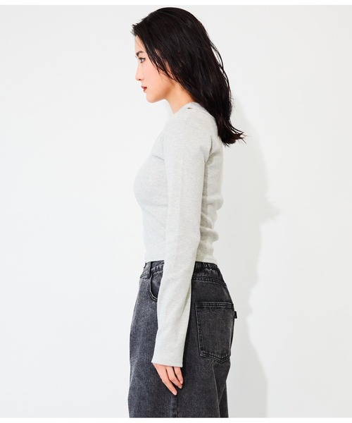 ANLIBERTY ANAP(アンリバティアナップ)の「イヤード風デザインリブプルオーバー(Tシャツ/カットソー・レディース・グレー/ブラック/ホワイト・S/M)」の7枚目の写真