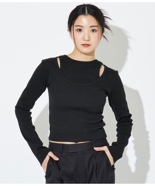 ANLIBERTY ANAP(アンリバティアナップ)の「イヤード風デザインリブプルオーバー(Tシャツ/カットソー・レディース・グレー/ブラック/ホワイト・S/M)」の13枚目の写真