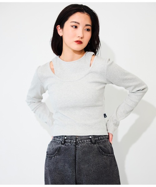ANLIBERTY ANAP(アンリバティアナップ)の「イヤード風デザインリブプルオーバー(Tシャツ/カットソー・レディース・グレー/ブラック/ホワイト・S/M)」の18枚目の写真