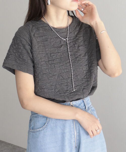 fredy emue（フレディエミュ）の「ポコポコカットジャガードプルオーバー（Tシャツ/カットソー・レディース・チャコールグレー/オフホワイト・38）」の7枚目の写真