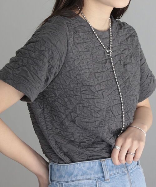 fredy emue（フレディエミュ）の「ポコポコカットジャガードプルオーバー（Tシャツ/カットソー・レディース・チャコールグレー/オフホワイト・38）」の13枚目の写真