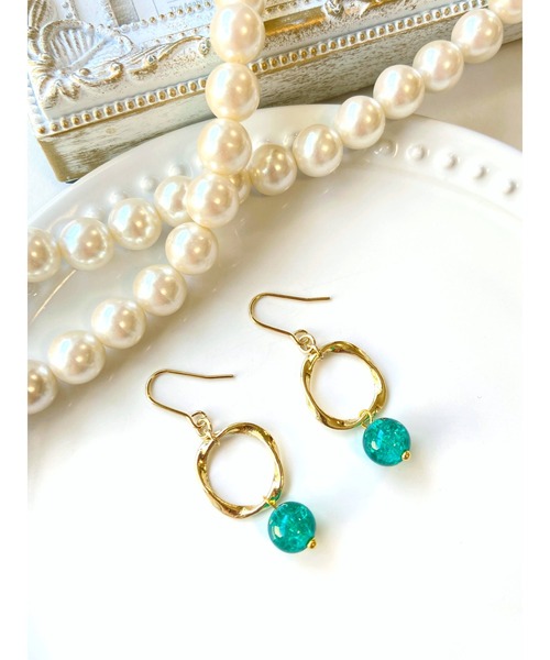 tone（トーン）の「【MUURABBTI】フープとクラックビーズのピアス(MA)（ピアス（両耳用）・レディース・シルバー/ゴールド・FREE）」の2枚目の写真