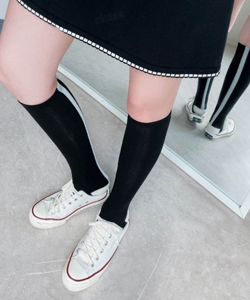 韓国ゴルフウエア バックラインハイソックス（ソックス/靴下