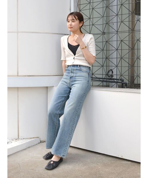 Ungrid（アングリッド）の「オーガニックコットンテレコハーフスリーブカーデ（カーディガン/ボレロ・レディース・ピンク/アイボリー/ブラック・FREE）」の9枚目の写真