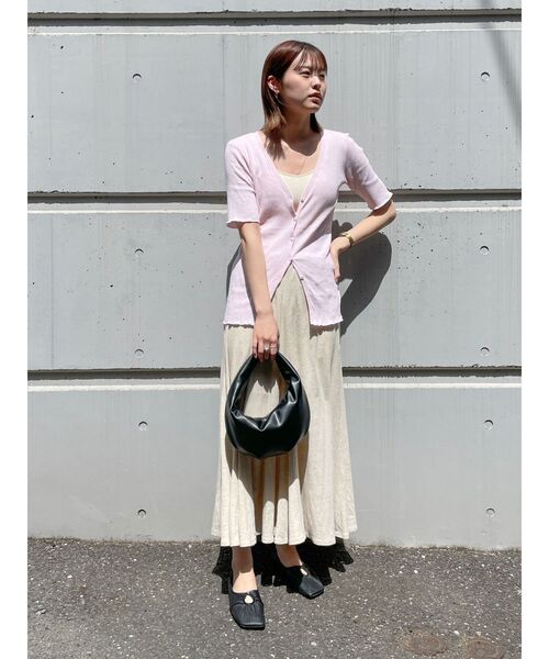 Ungrid（アングリッド）の「オーガニックコットンテレコハーフスリーブカーデ（カーディガン/ボレロ・レディース・ピンク/アイボリー/ブラック・FREE）」の12枚目の写真