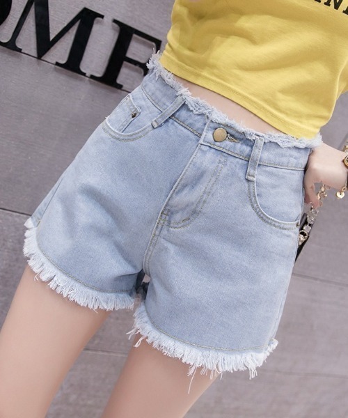 セール】【SETUP7】フリンジデニムショートパンツ KNF012（デニム