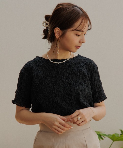 Generation Love トップス レース フラワー カットソー 半袖 カットソー メッシュ風レース レース フラワーモチーフ 花