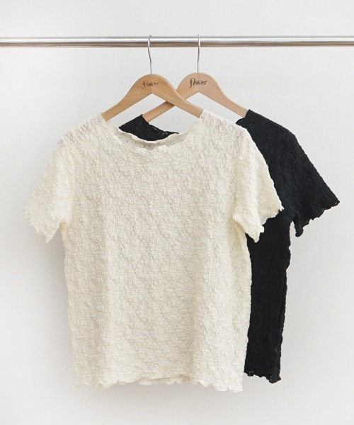 flower(フラワー)の「ハーフシャビーレーストップ2(Tシャツ/カットソー・レディース・アイボリー/ブラック・FREE)」の12枚目の写真
