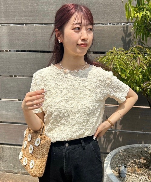 flower(フラワー)の「ハーフシャビーレーストップ2(Tシャツ/カットソー・レディース・アイボリー/ブラック・FREE)」の19枚目の写真