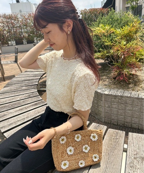 flower(フラワー)の「ハーフシャビーレーストップ2(Tシャツ/カットソー・レディース・アイボリー/ブラック・FREE)」の18枚目の写真