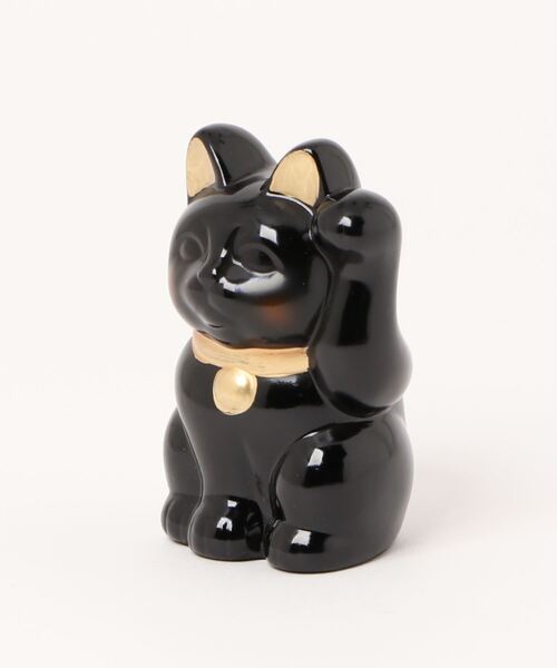 カヤ（カヤ）の「【カヤ】常滑焼 ほっぺ招き猫3号 貯金箱（フィギュア・レディース・ホワイト/ブラック・FREE）」の2枚目の写真