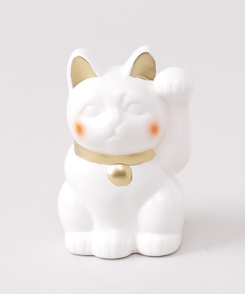 カヤ（カヤ）の「【カヤ】常滑焼 ほっぺ招き猫3号 貯金箱（フィギュア・レディース・ホワイト/ブラック・FREE）」の4枚目の写真