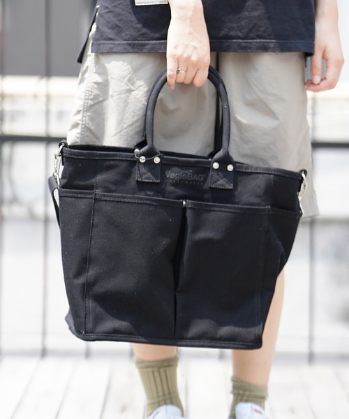 VegieBAG（ベジバッグ）の「VegieBAG ベジバッグ 2WAY キャンバストートバッグ SQUARE（トートバッグ・メンズ・ブラック/キナリ・FREE）」の13枚目の写真