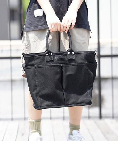 VegieBAG（ベジバッグ）の「VegieBAG ベジバッグ 2WAY キャンバストートバッグ SQUARE（トートバッグ・メンズ・ブラック/キナリ・FREE）」の14枚目の写真