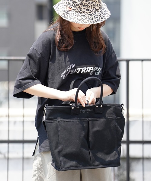 VegieBAG（ベジバッグ）の「VegieBAG ベジバッグ 2WAY キャンバストートバッグ SQUARE（トートバッグ・メンズ・ブラック/キナリ・FREE）」の16枚目の写真