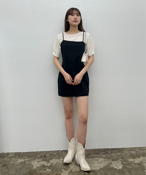EPIMI E'PIMMY（エピミエピミー）の「２WayジャガードTシャツ（Tシャツ/カットソー・レディース・ブラック/アイボリー/ホワイト系/ブラック系・MEDIUM）」の22枚目の写真