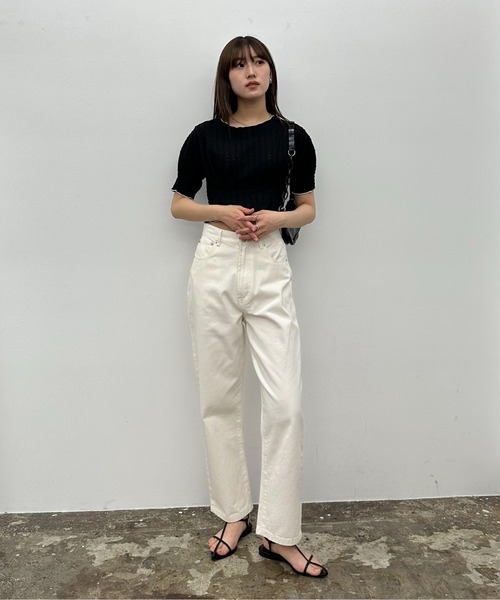 EPIMI E'PIMMY（エピミエピミー）の「２WayジャガードTシャツ（Tシャツ/カットソー・レディース・ブラック/アイボリー/ホワイト系/ブラック系・MEDIUM）」の15枚目の写真