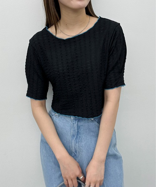 EPIMI E'PIMMY（エピミエピミー）の「２WayジャガードTシャツ（Tシャツ/カットソー・レディース・ブラック/アイボリー/ホワイト系/ブラック系・MEDIUM）」の11枚目の写真