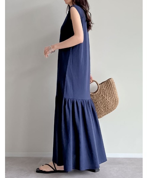 Re:EDIT（リエディ）の「[低身長/高身長サイズ有]コットンノースリーブティアードワンピース（ワンピース・レディース・ブラック/ネイビー/モカ/ブラウン/チャコールグレー・SHORT/MEDIUM/TALL/LARGE）」の21枚目の写真