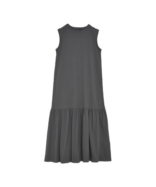 低身長/高身長サイズ有]コットンノースリーブティアードワンピース