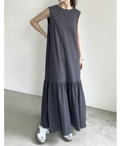 セール】[低身長/高身長サイズ有]コットンノースリーブティアード