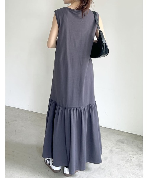 Re:EDIT（リエディ）の「[低身長/高身長サイズ有]コットンノースリーブティアードワンピース（ワンピース・レディース・ブラック/ネイビー/モカ/ブラウン/チャコールグレー・SHORT/MEDIUM/TALL/LARGE）」の8枚目の写真