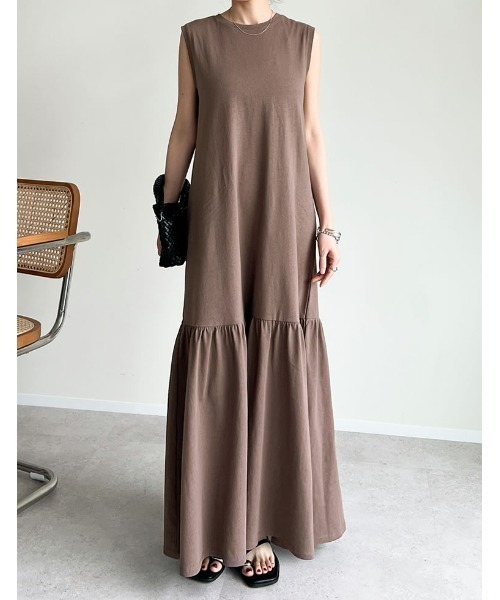 Re:EDIT（リエディ）の「[低身長/高身長サイズ有]コットンノースリーブティアードワンピース（ワンピース・レディース・ブラック/ネイビー/モカ/ブラウン/チャコールグレー・SHORT/MEDIUM/TALL/LARGE）」の22枚目の写真