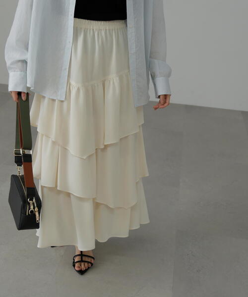 FREE'S MART(フリーズマート)の「【低身長サイズ/Sシリーズ】◇ランダムティアードスカート(スカート・レディース・ブラック/グリーン/ホワイト・X-SMALL/SMALL/MEDIUM)」の13枚目の写真