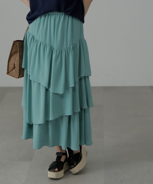 FREE'S MART(フリーズマート)の「【低身長サイズ/Sシリーズ】◇ランダムティアードスカート(スカート・レディース・ブラック/グリーン/ホワイト・X-SMALL/SMALL/MEDIUM)」の1枚目の写真