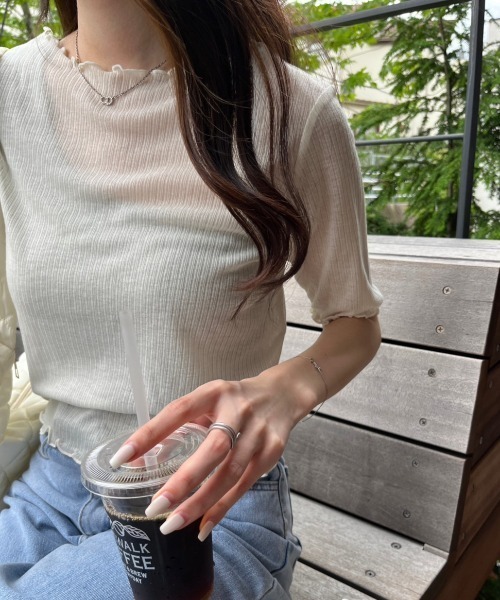 nemne store(ネンネストア)の「前後2wayシアーテレコカーディガン(カーディガン/ボレロ・レディース・ブルー/アイボリー/ピンク・フリー)」の14枚目の写真