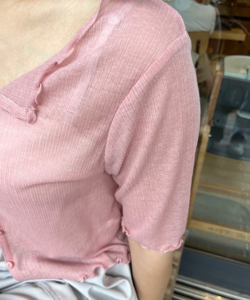 nemne store(ネンネストア)の「前後2wayシアーテレコカーディガン(カーディガン/ボレロ・レディース・ブルー/アイボリー/ピンク・フリー)」の8枚目の写真