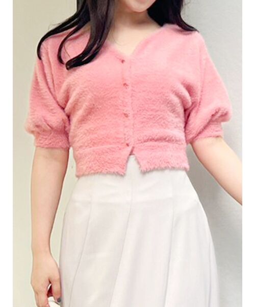 MERCURYDUO（マーキュリーデュオ）の「2WAYキーネックミニシャギーコンパクトカーディガン（カーディガン/ボレロ・レディース・アイボリー/ラベンダー/ライトグレー/ブラウン/ピンク/オレンジ・FREE）」の6枚目の写真