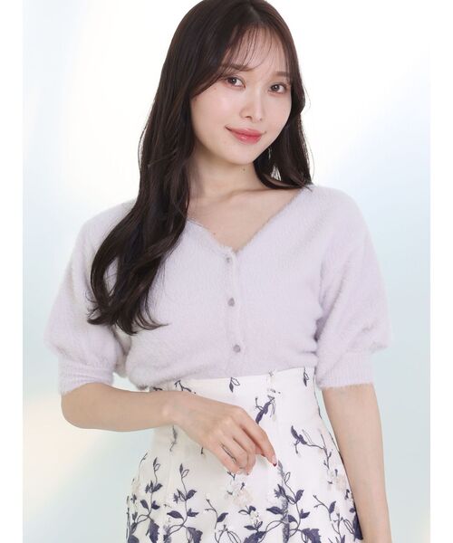 MERCURYDUO（マーキュリーデュオ）の「2WAYキーネックミニシャギーコンパクトカーディガン（カーディガン/ボレロ・レディース・アイボリー/ラベンダー/ライトグレー/ブラウン/ピンク/オレンジ・FREE）」の11枚目の写真