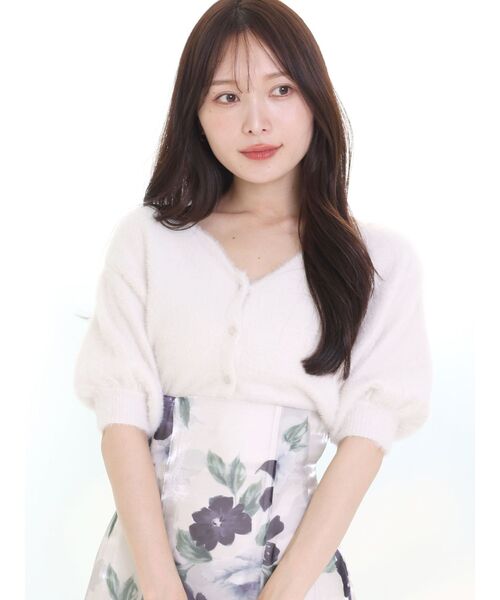 MERCURYDUO（マーキュリーデュオ）の「2WAYキーネックミニシャギーコンパクトカーディガン（カーディガン/ボレロ・レディース・アイボリー/ラベンダー/ライトグレー/ブラウン/ピンク/オレンジ・FREE）」の13枚目の写真