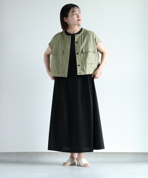 cepo（セポ）の「ドロストワークショートベスト（ベスト・レディース・オリーブ/オフホワイト/ブラック・M）」の14枚目の写真