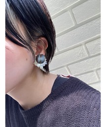 【musk】イギリス製ボタン×シェルビーズピアス(MA)