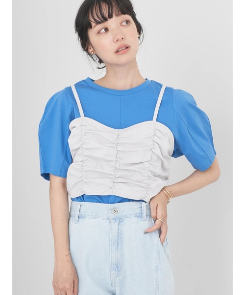 earth music&ecology(アースミュージックアンドエコロジー)の「キャミソールトップス(インナーウェア/肌着・レディース・ライトグレー/ブラック・FREE)」の1枚目の写真
