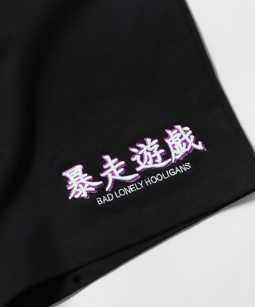 LONELY/論理（ロンリー）の「LONELY(論理)/ロンリー BOSO GAME OVERSIZE SWEAT SHORTS スウェットショーツ ハーフパンツ グラフィック（スウェットパンツ・メンズ・ブラック・L/XL）」の11枚目の写真