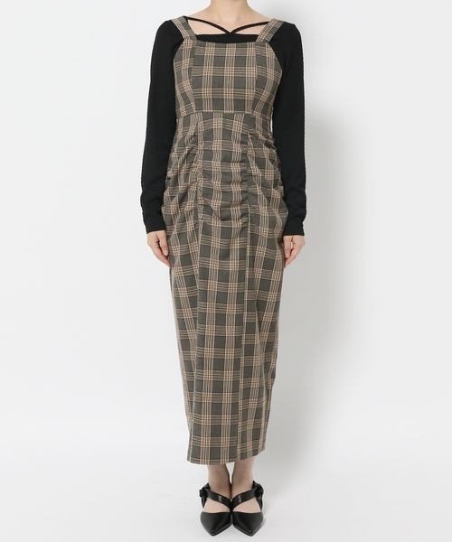 mysty woman（ミスティウーマン）の「ウエストギャザージャンスカ　975661（ジャンパースカート・レディース・ブラック/グレー系その他/ベージュ系その他・FREE）」の14枚目の写真