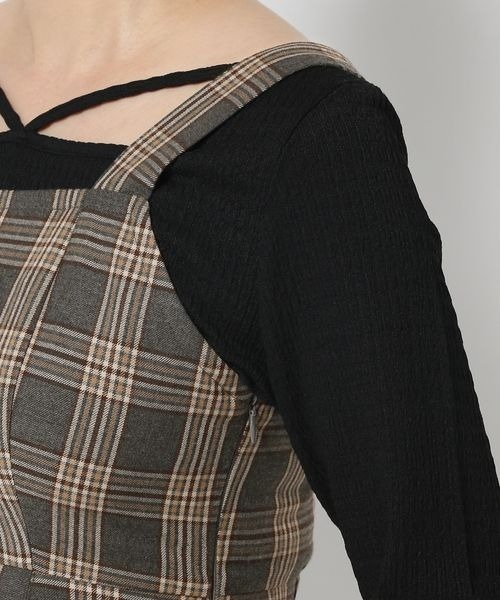 mysty woman（ミスティウーマン）の「ウエストギャザージャンスカ　975661（ジャンパースカート・レディース・ブラック/グレー系その他/ベージュ系その他・FREE）」の16枚目の写真