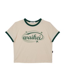 【WaiKei 】ウーマン ビンテージロゴ リンガー ハーフTシャツ / Women vintage logo ringer half sleeve tshirts