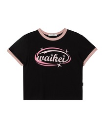 【WaiKei 】ウーマン ビンテージロゴ リンガー ハーフTシャツ / Women vintage logo ringer half sleeve tshirts
