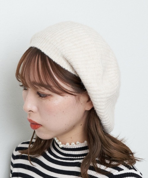Chico（チコ）の「ニットベレー帽（ハンチング/ベレー帽・レディース・グレー/アイボリー/ブラック・FREE）」の2枚目の写真