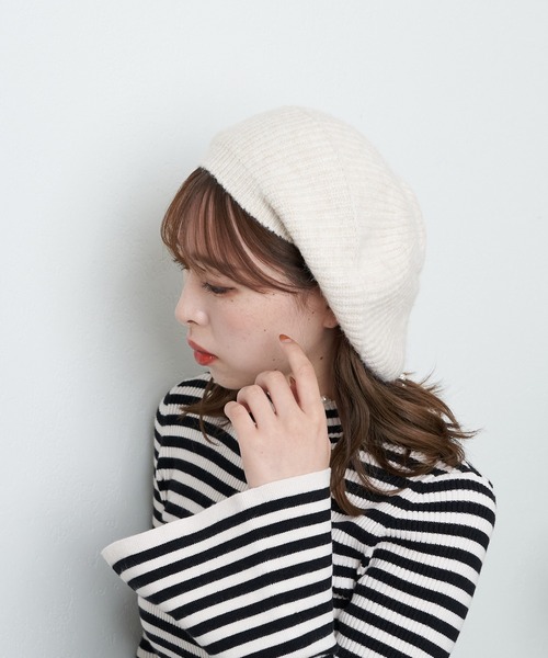 Chico（チコ）の「ニットベレー帽（ハンチング/ベレー帽・レディース・グレー/アイボリー/ブラック・FREE）」の4枚目の写真